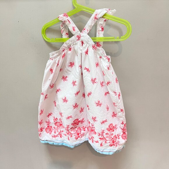 Janie And Jack Toddler Girls White & Red Summer Dress Size 4 With Floral Pattern - Picture 1 of 5